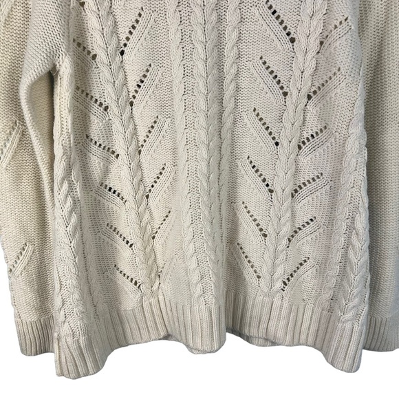 Anthropologie Knitted Knotted Cable Knit Braided Ribbon Heart Sweater Size Small - Picture 8 of 11